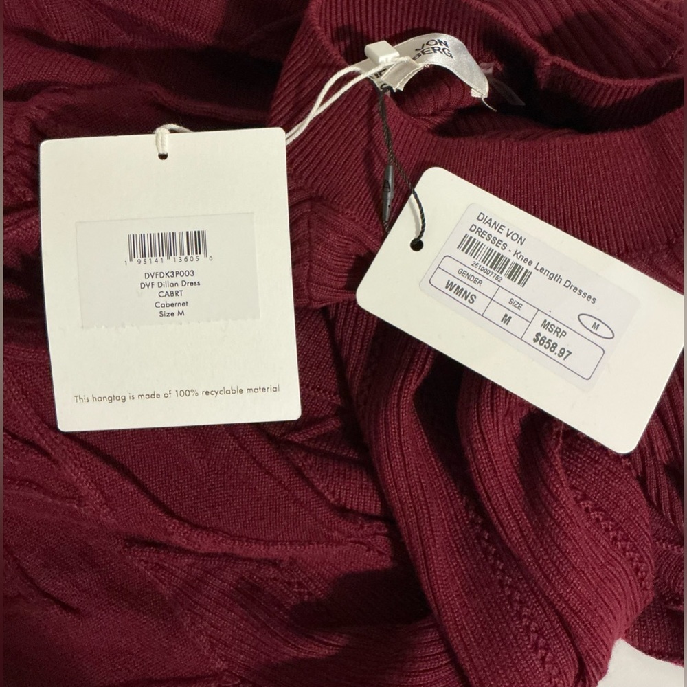 Diane Von Furstenberg Dillan Knit Midi Dress Size Medium in Cabernet NWT - Picture 11 of 14